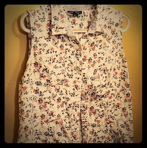 Womens button up sleeveless dress shirt size L